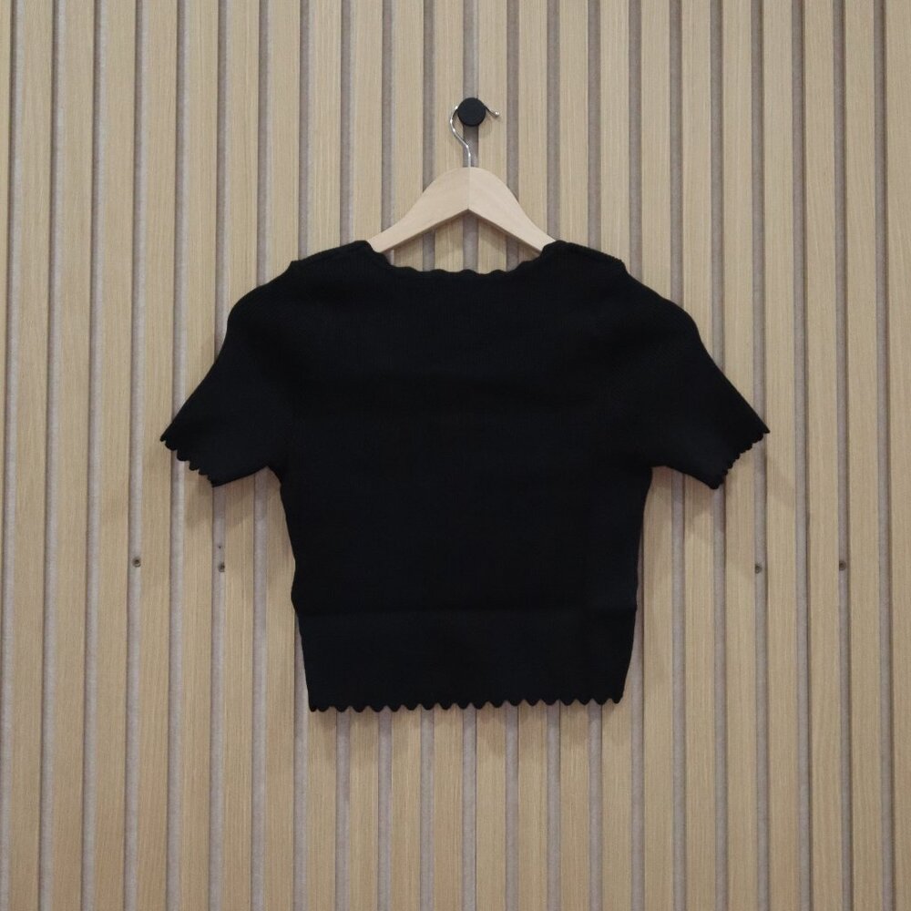 MINKPINK Laura Scallop Knit Tee Black - Picture 5 of 7